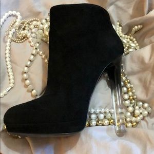 Alexander McQueen 38 lucite and suede boots